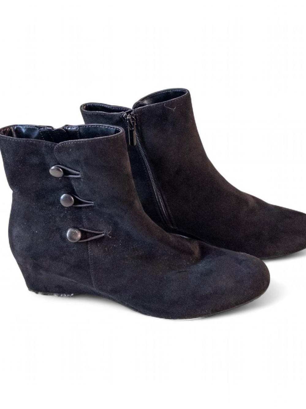 Impo “Georgina” Black Suede Wedge Ankle Boots - Size 9.5